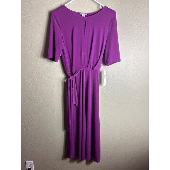 NWT London Times Purple Short Sleeve Dress Size 6 - Picture 1 of 5